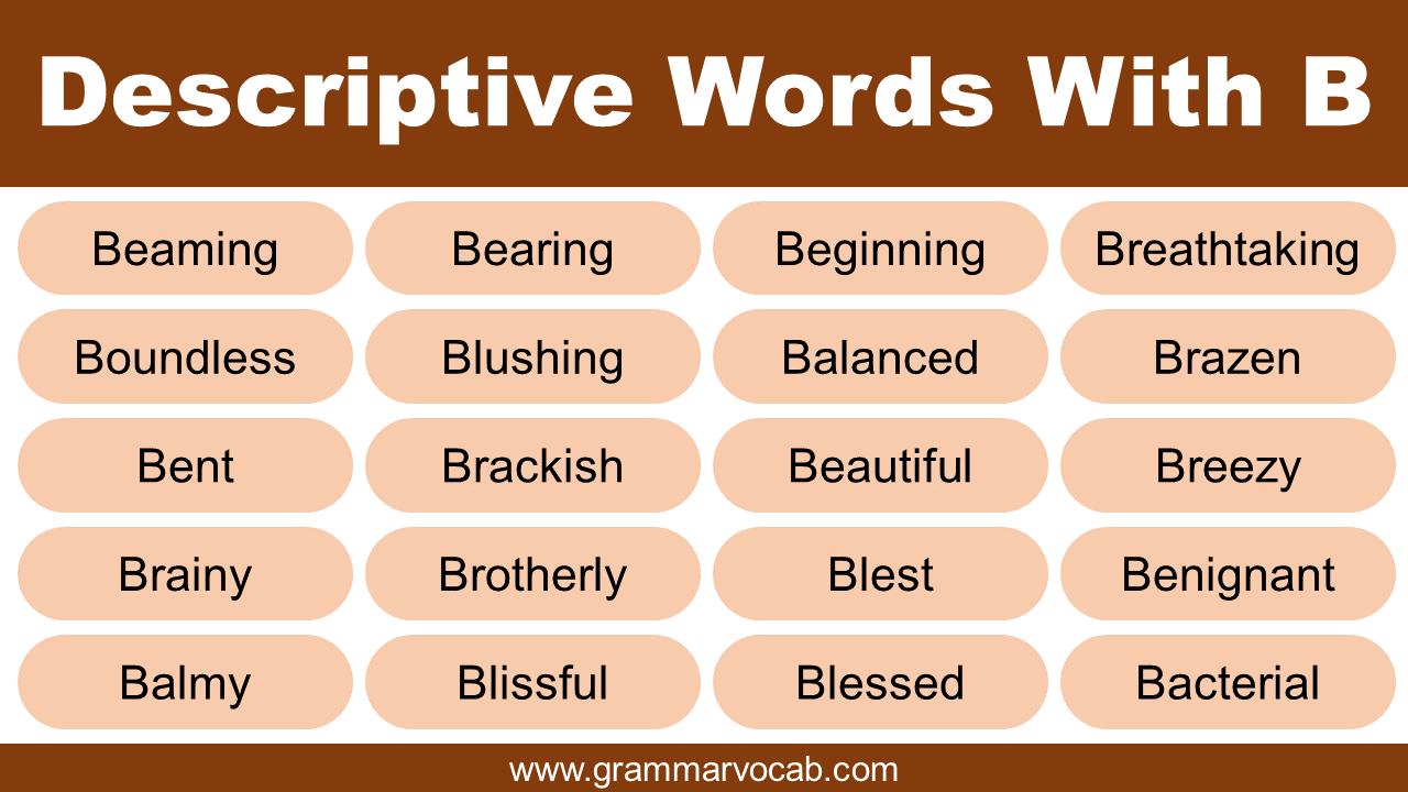 100+ Descriptive Words Start With B - GrammarVocab